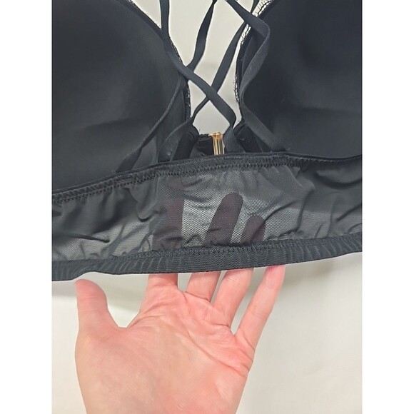 Cacique Boost Plunge Bra Seriously Sexy Metallic Black And Silver Sparkle 42D - Picture 6 of 10